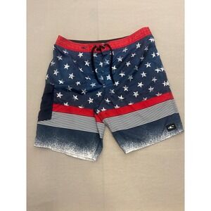 ONeill Mens American Flag Board Shorts Stars Stripes Patriotic Navy Red Size 40